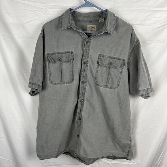 RedHead Mens Sz XL Cotton Short Sleeve Button Up Work Shirt Front Pockets - Picture 1 of 7